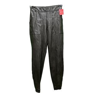 Spanx Leather Like Jogger Black Pants Sz Small NWT